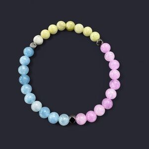Tricolor Gemstone Bead Bracelet 6mm